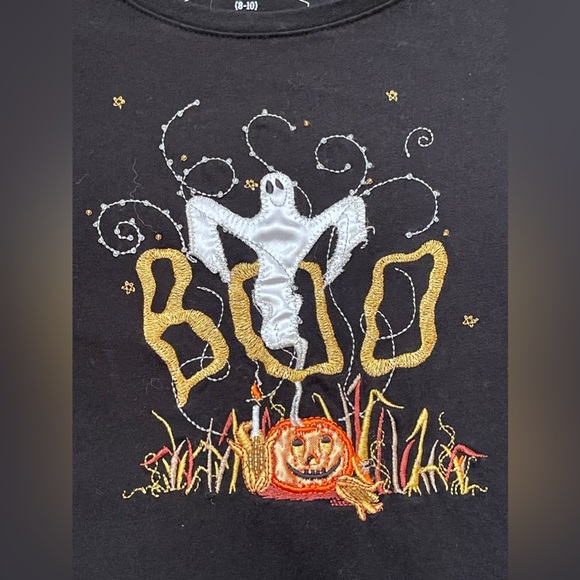 Halloween Long Sleeve Tee with Embroidery - Size: Medium (8-10) - Picture 2 of 7